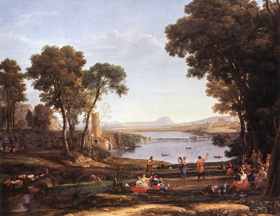 Landscape Oil Painting - Classical River Dance and Figures Scene - Oil Painting Haven