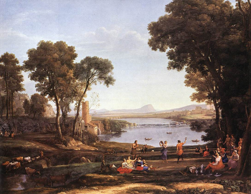 Landscape Oil Painting - Classical River Dance and Figures Scene - Oil Painting Haven