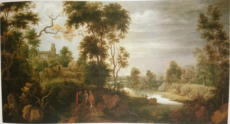 Landscape Oil Painting - Classical River Ruins and Figures Scene - Oil Painting Haven