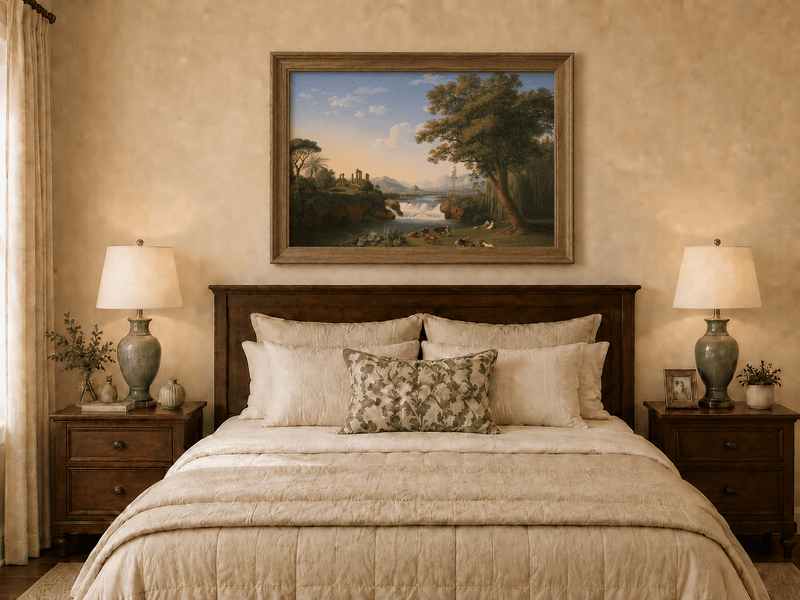 Landscape Oil Painting - Classical River Ruins