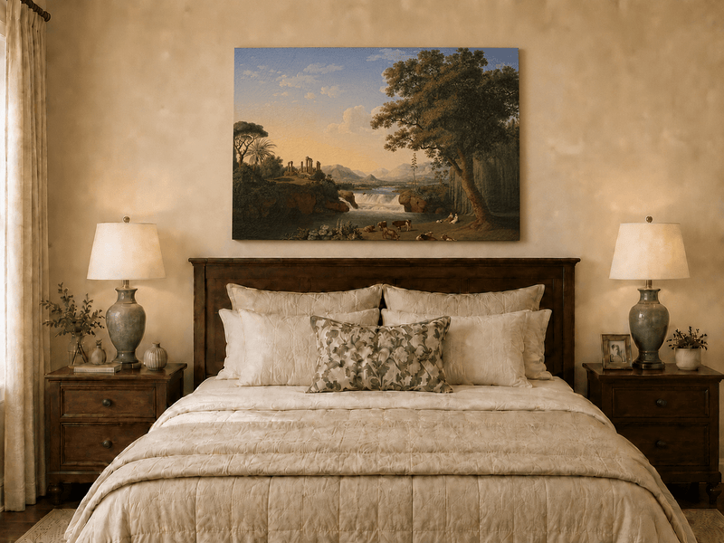 Landscape Oil Painting - Classical River Ruins