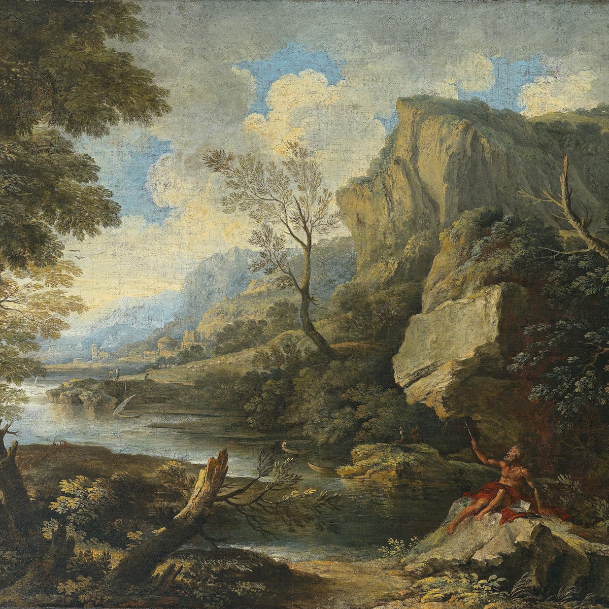 Landscape Oil Painting - Classical River Valley with Cliffs Scene - Oil Painting Haven