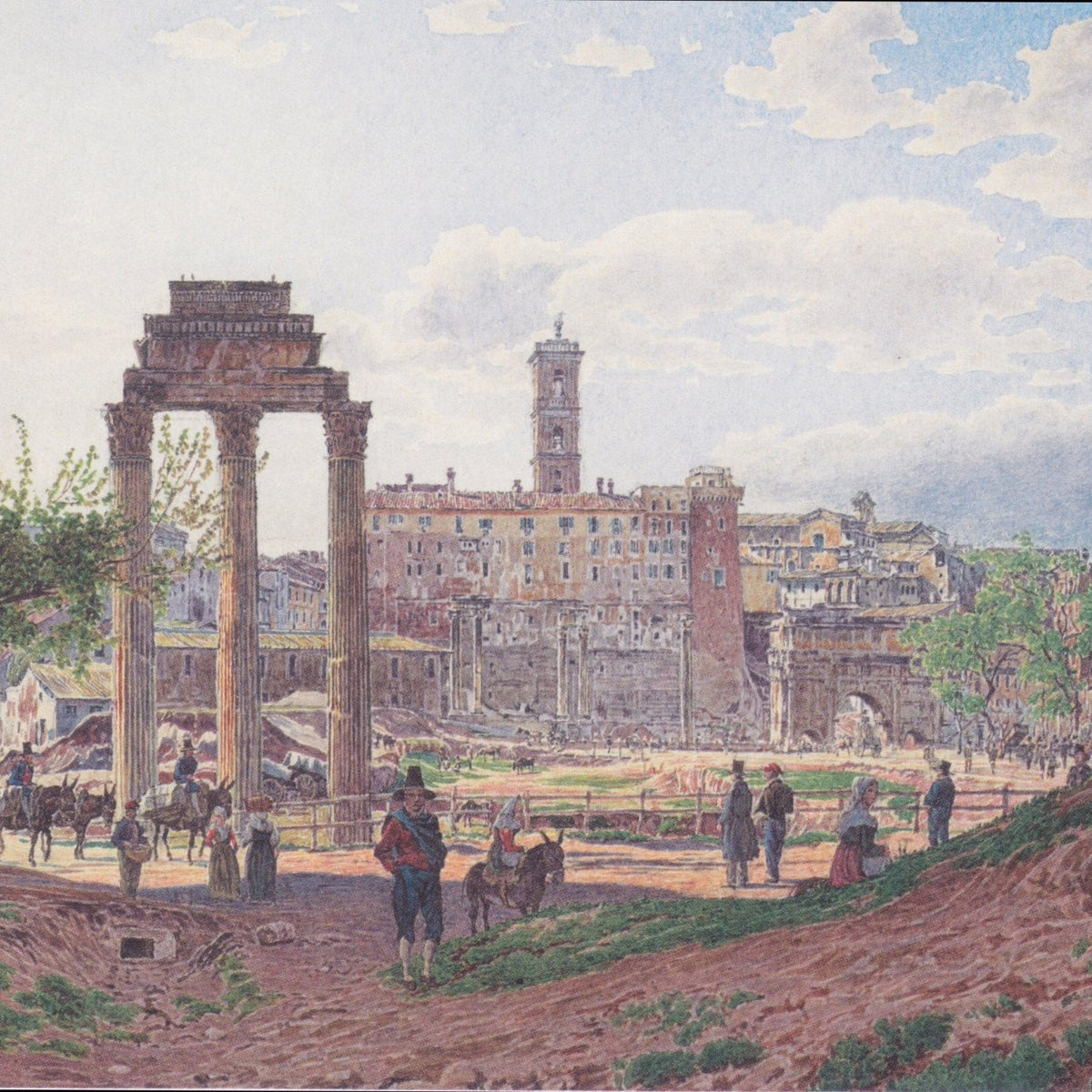 Hand-painted classical ruins and roman city view landscape oil painting on canvas