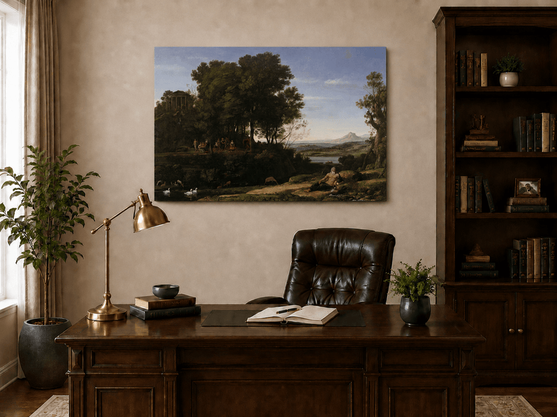 Peinture à l'huile de paysage - Ruines et personnages classiques