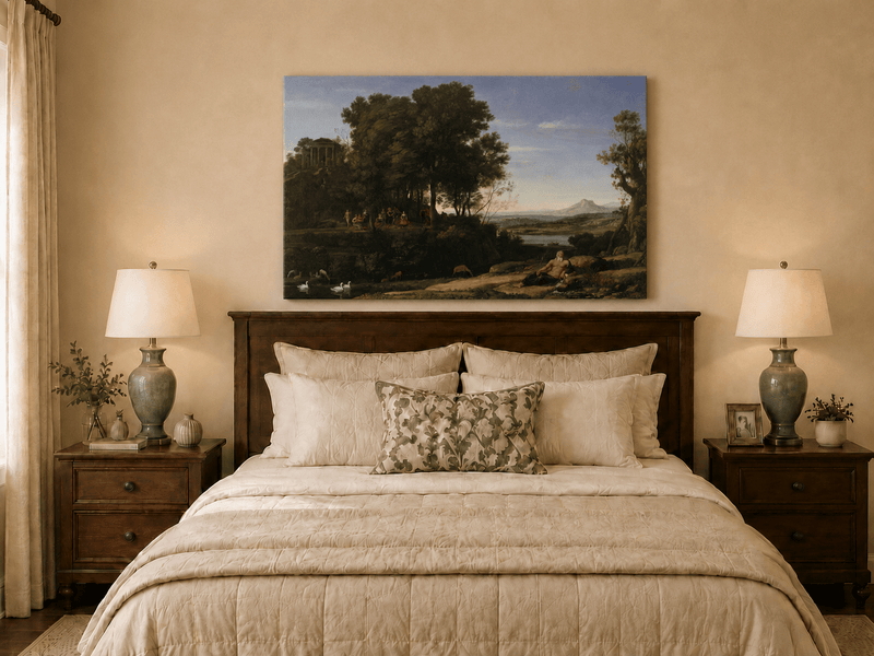 Peinture à l'huile de paysage - Ruines et personnages classiques