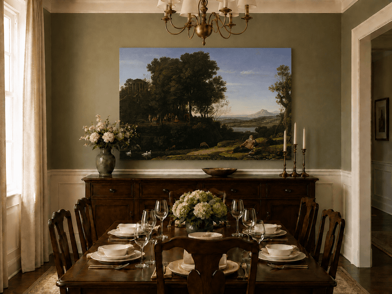 Peinture à l'huile de paysage - Ruines et personnages classiques