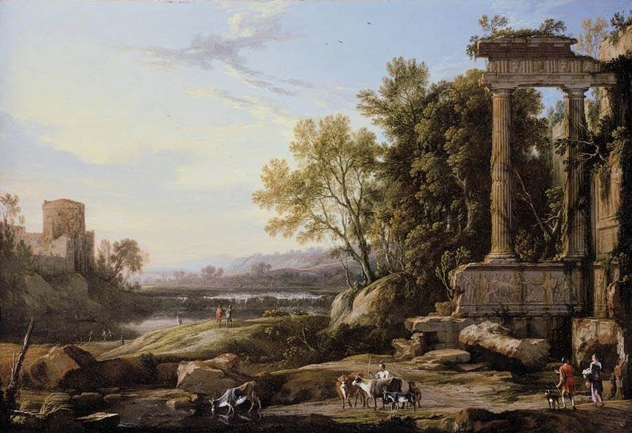 Landscape Oil Painting - Classical Ruins in Pastoral Valley - Oil Painting Haven