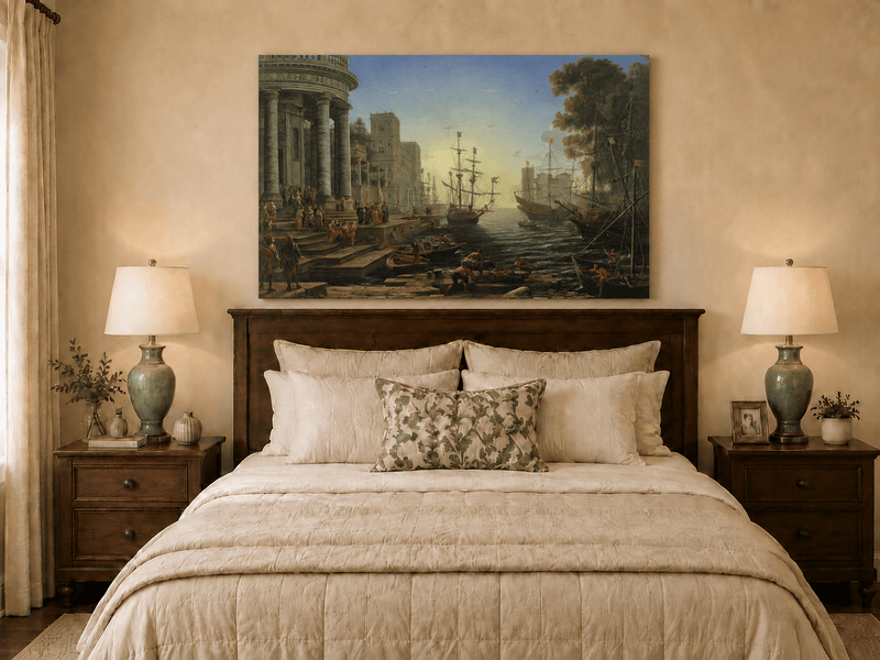 Landscape Oil Painting - Classical Seaport Ships for