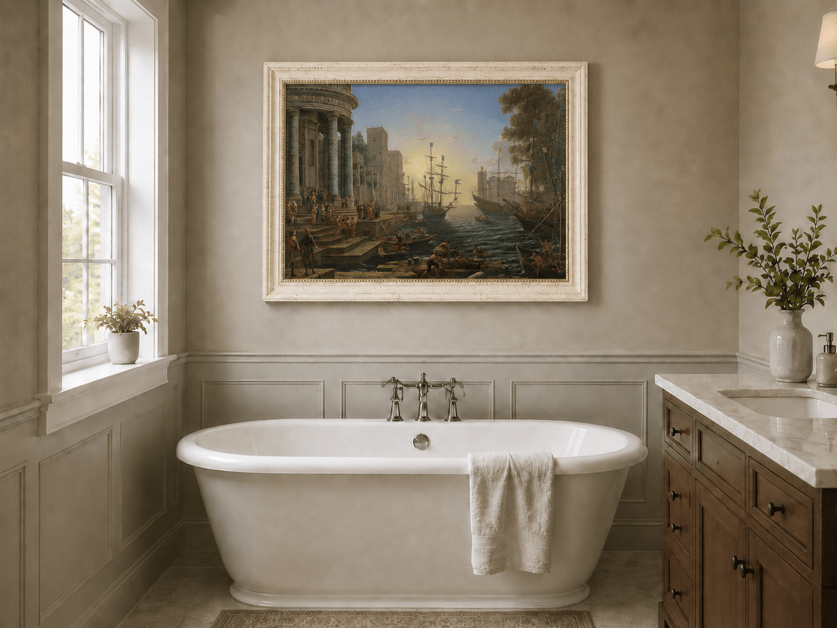 Landscape Oil Painting - Classical Seaport Ships for