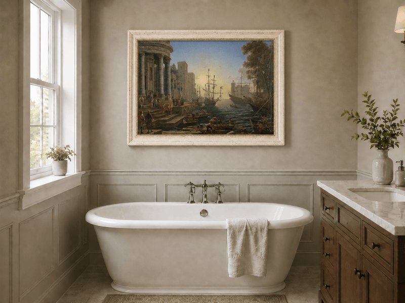 Landscape Oil Painting - Classical Seaport Ships for
