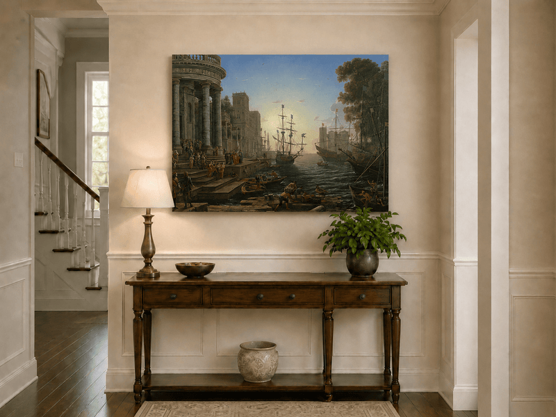Landscape Oil Painting - Classical Seaport Ships for