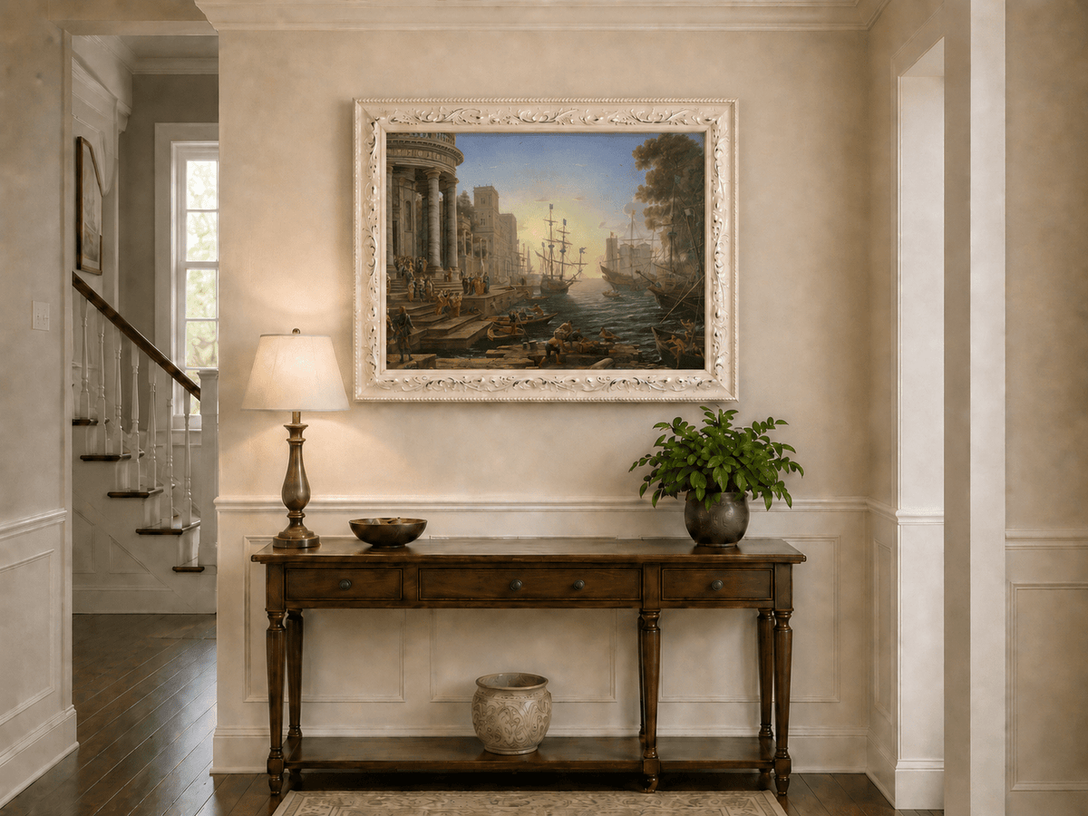 Landscape Oil Painting - Classical Seaport Ships for