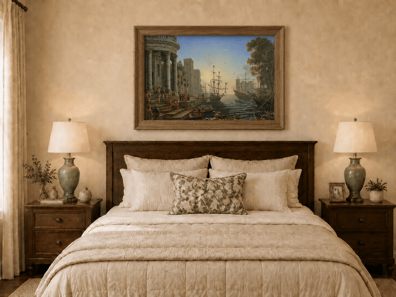 Landscape Oil Painting - Classical Seaport Ships for