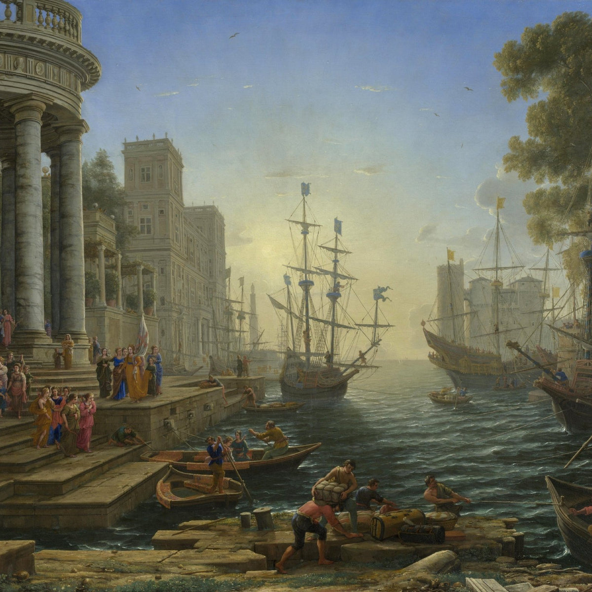 Landscape Oil Painting - Classical Seaport with Ships for Wall Art - Oil Painting Haven