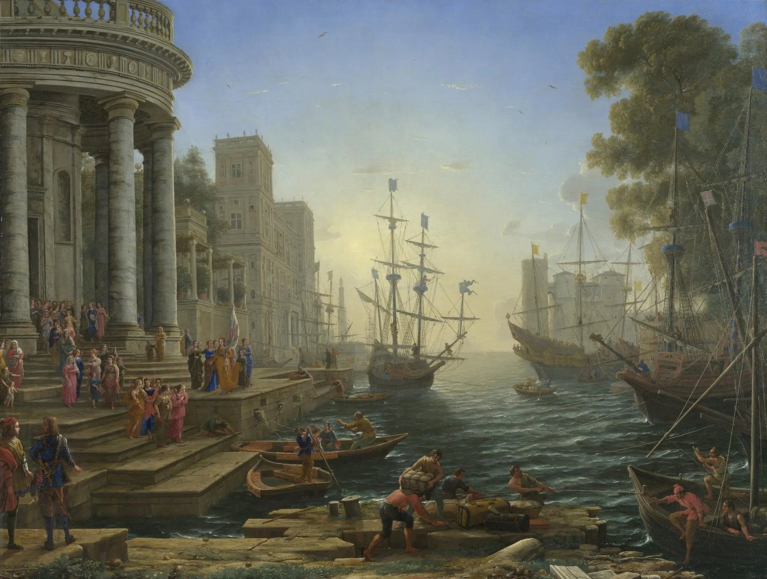 Landscape Oil Painting - Classical Seaport with Ships for Wall Art - Oil Painting Haven