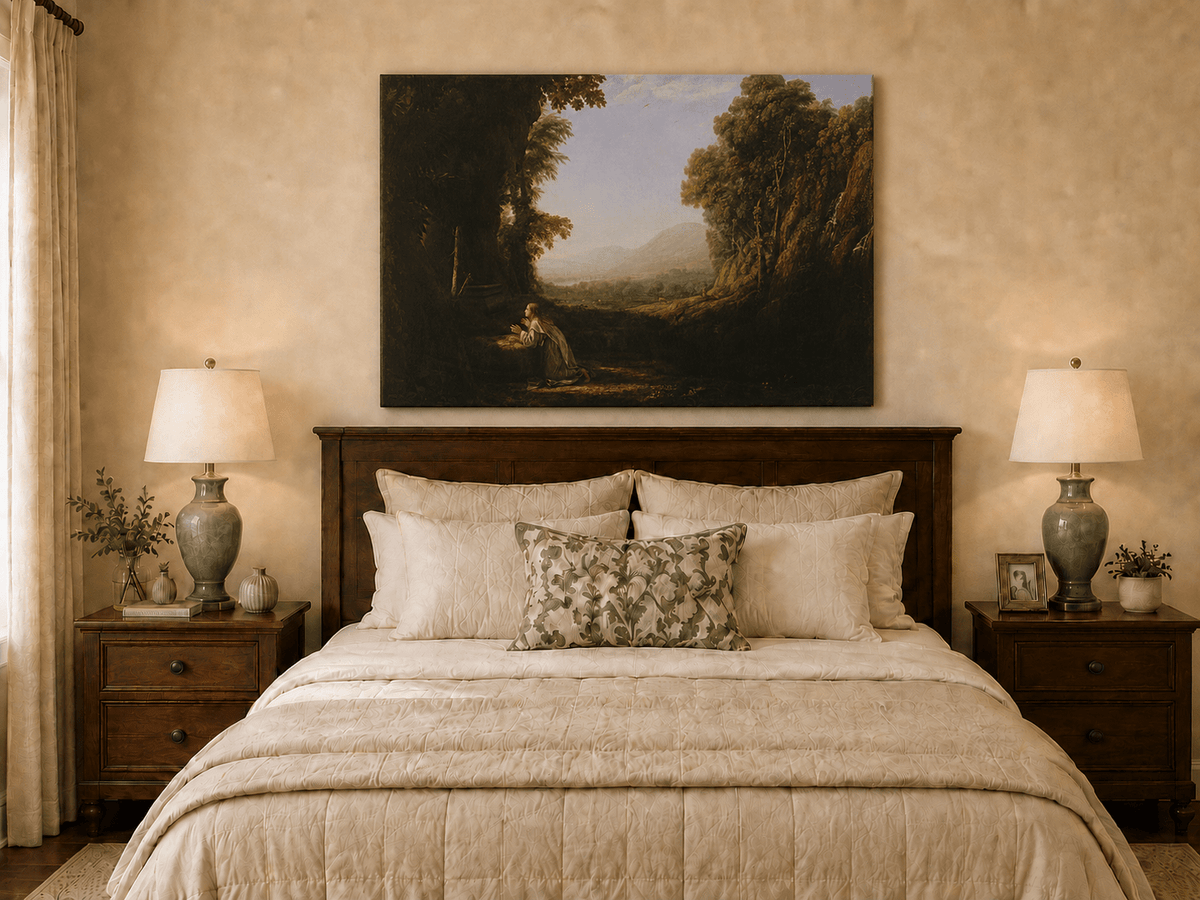 Landscape Oil Painting - Classical Valley Scene with Figure