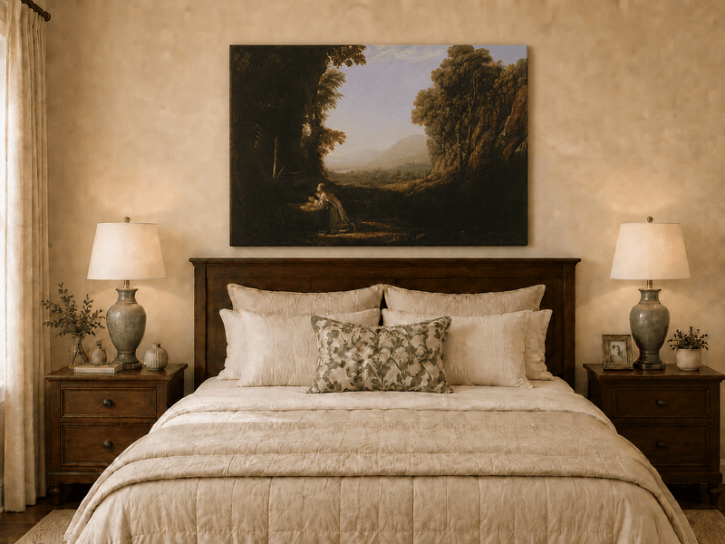 Landscape Oil Painting - Classical Valley Scene with Figure