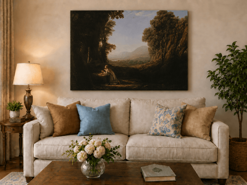 Landscape Oil Painting - Classical Valley Scene with Figure