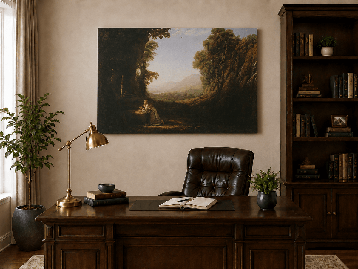 Landscape Oil Painting - Classical Valley Scene with Figure