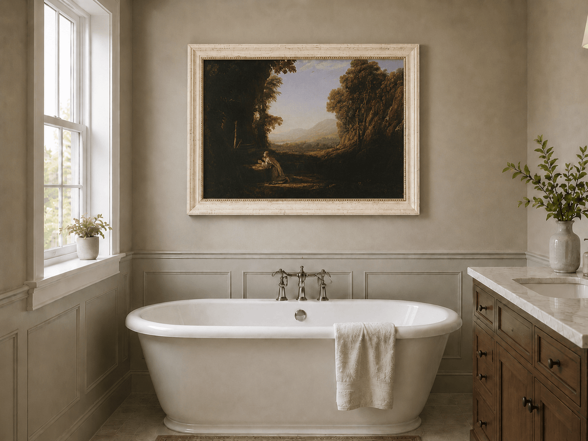 Landscape Oil Painting - Classical Valley Scene with Figure
