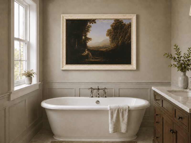 Landscape Oil Painting - Classical Valley Scene with Figure