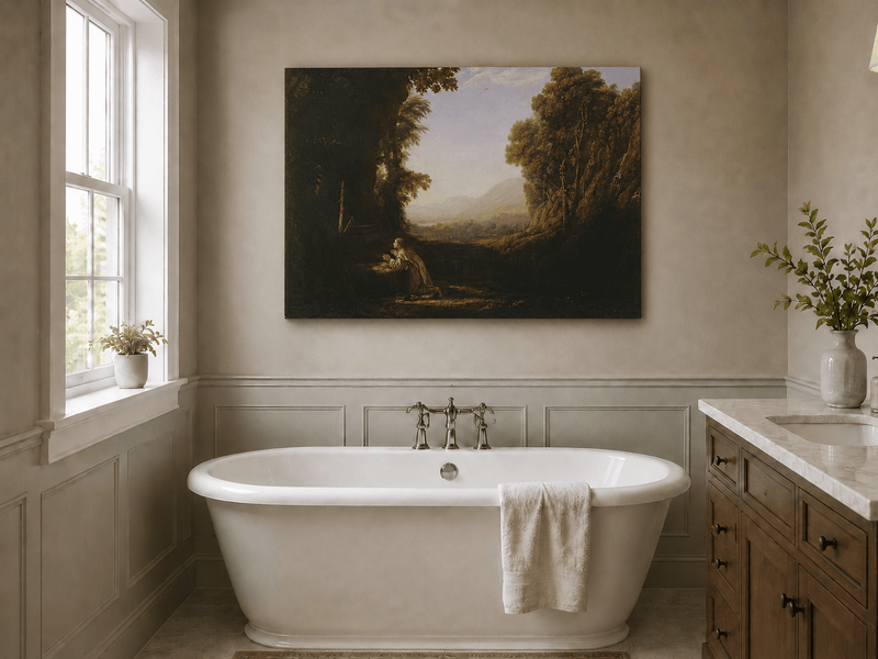 Landscape Oil Painting - Classical Valley Scene with Figure