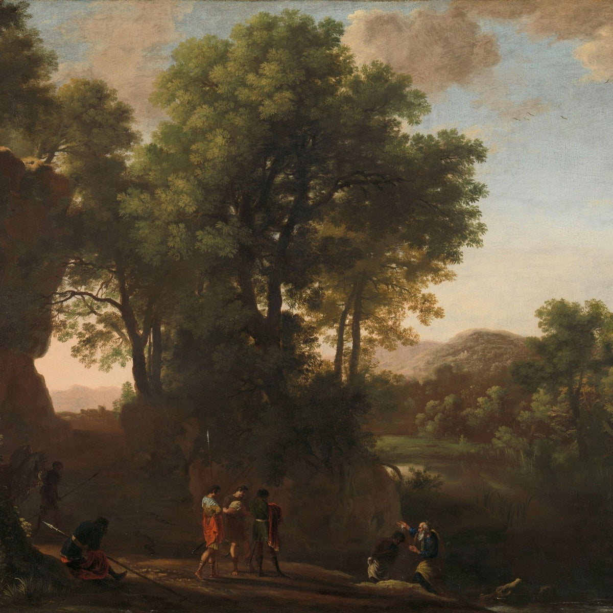 Landscape Oil Painting - Classical Woodland Scene with Figures - Oil Painting Haven