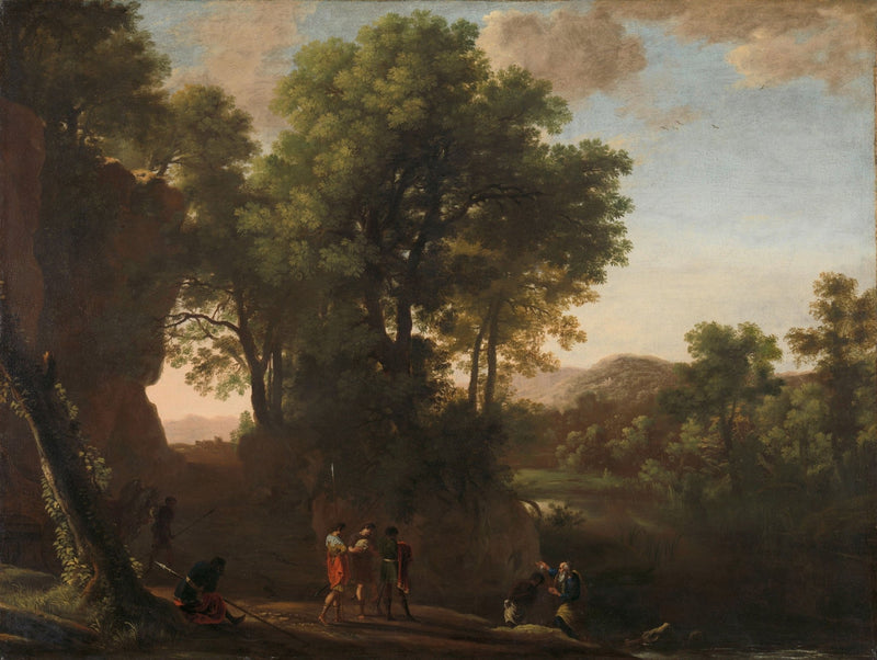 Landscape Oil Painting - Classical Woodland Scene with Figures - Oil Painting Haven