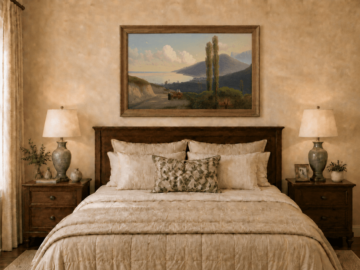 Landscape Oil Painting - Coastal Mountain Road at Sunset