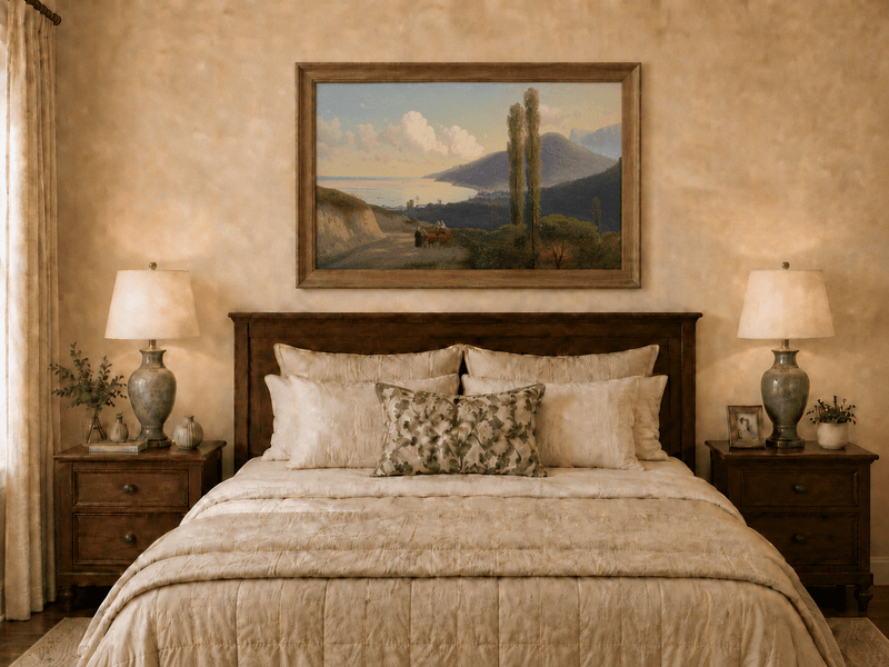 Landscape Oil Painting - Coastal Mountain Road at Sunset