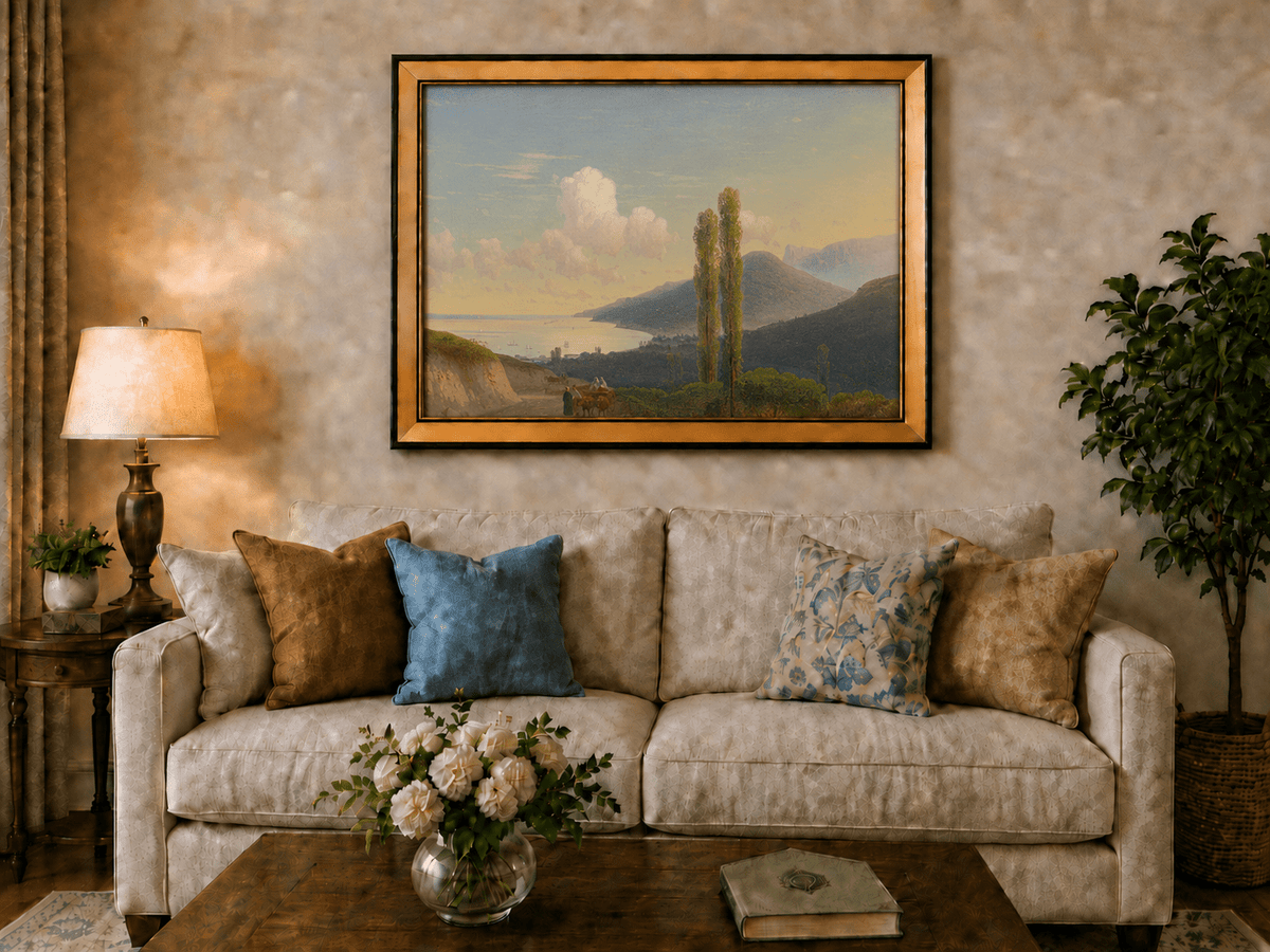 Landscape Oil Painting - Coastal Mountain Road at Sunset