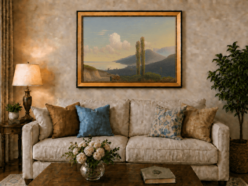 Landscape Oil Painting - Coastal Mountain Road at Sunset