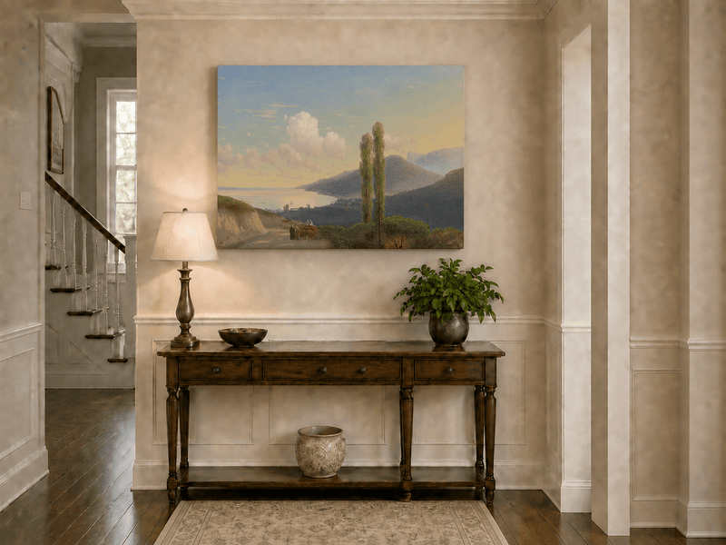 Landscape Oil Painting - Coastal Mountain Road at Sunset