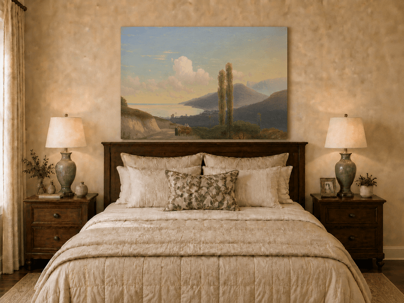 Landscape Oil Painting - Coastal Mountain Road at Sunset