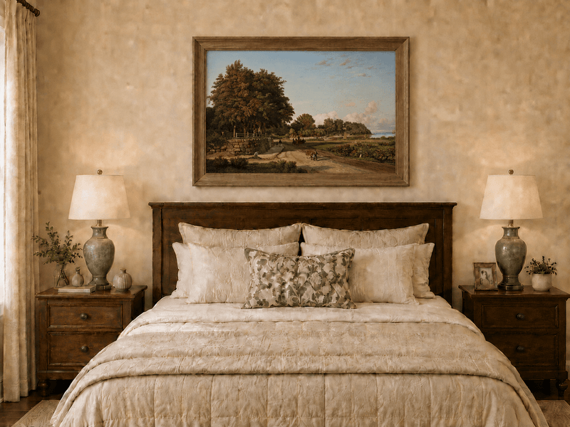 Landscape Oil Painting - Coastal Road with Cattle and Sea View