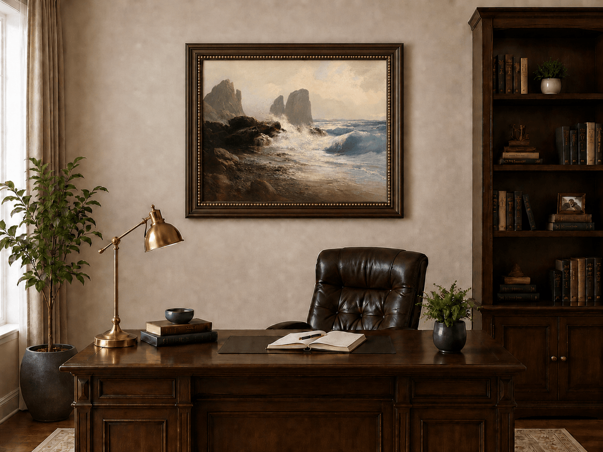Landscape Oil Painting - Coastal Seascape Crashing Waves Sea
