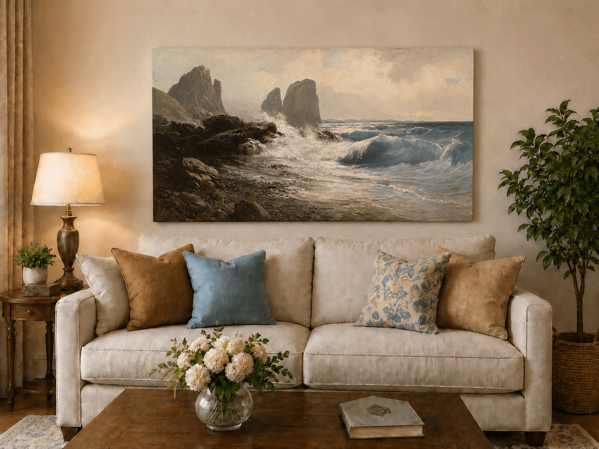 Landscape Oil Painting - Coastal Seascape Crashing Waves Sea