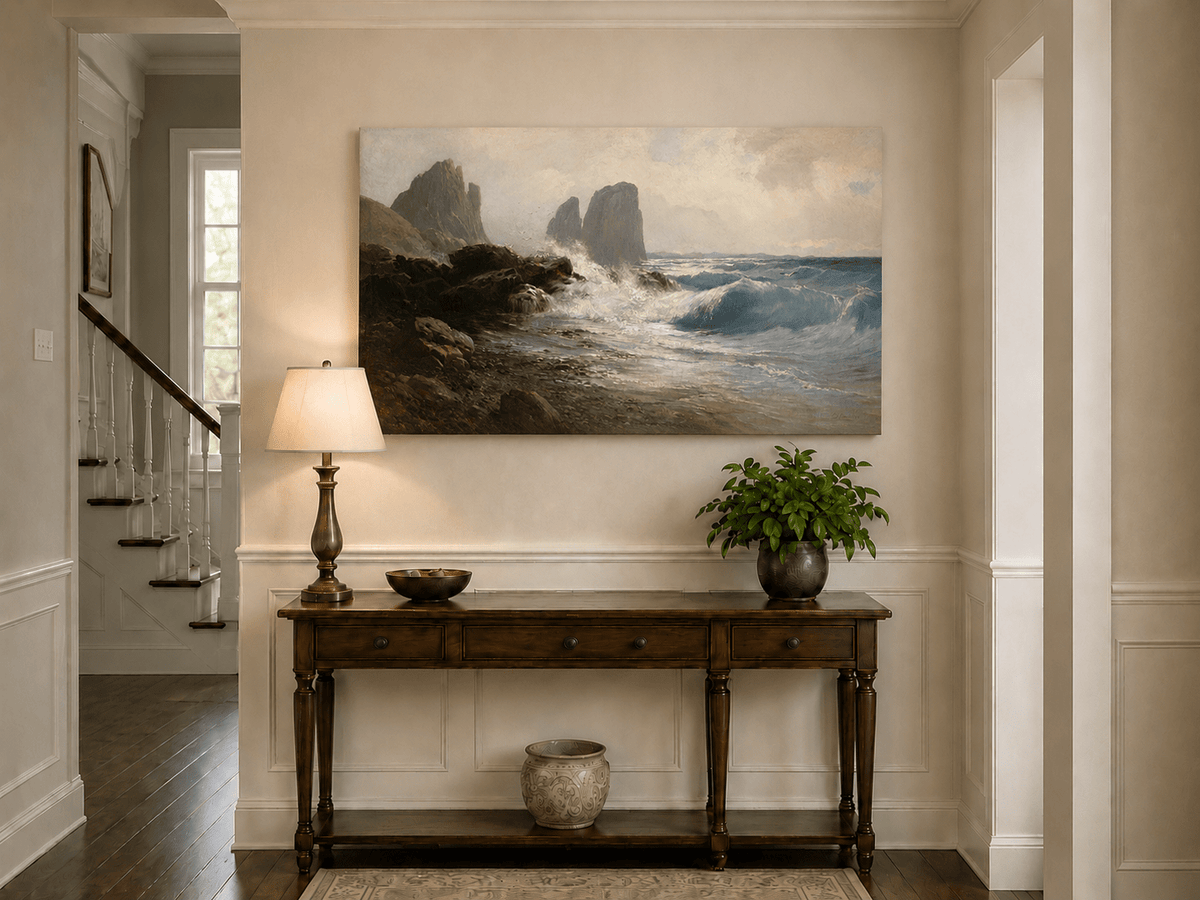 Landscape Oil Painting - Coastal Seascape Crashing Waves Sea