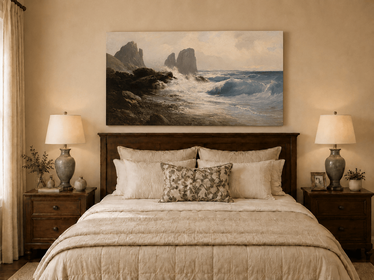 Landscape Oil Painting - Coastal Seascape Crashing Waves Sea