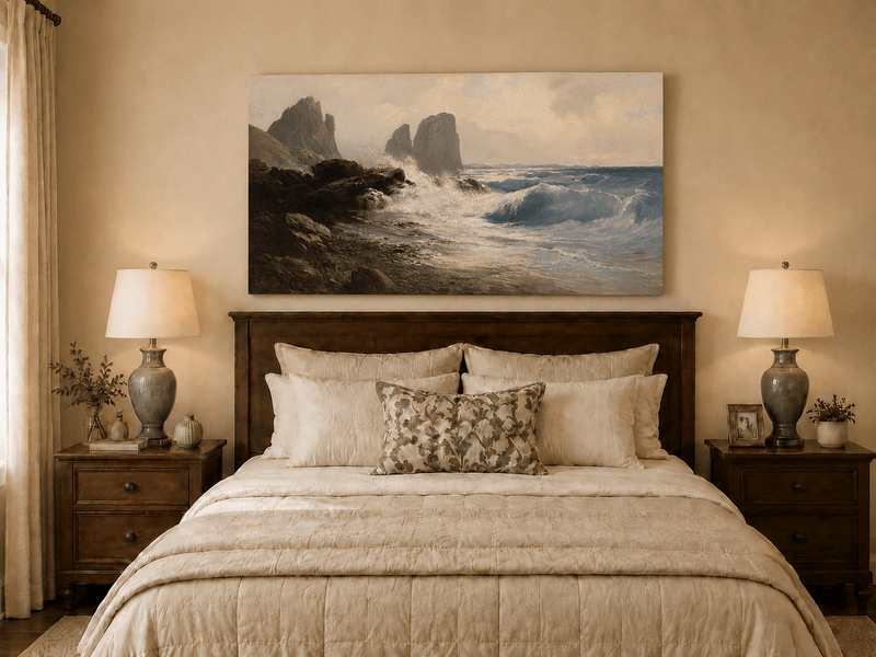 Landscape Oil Painting - Coastal Seascape Crashing Waves Sea