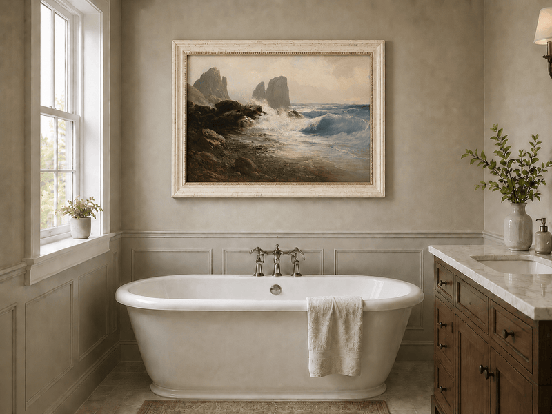 Landscape Oil Painting - Coastal Seascape Crashing Waves Sea