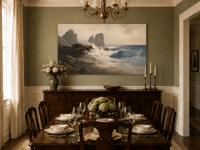 Landscape Oil Painting - Coastal Seascape Crashing Waves Sea