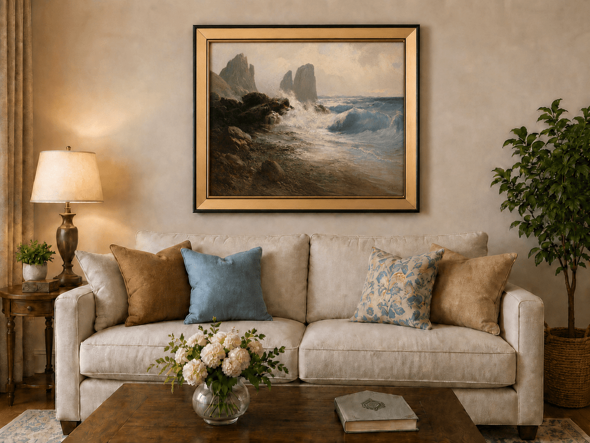 Landscape Oil Painting - Coastal Seascape Crashing Waves Sea
