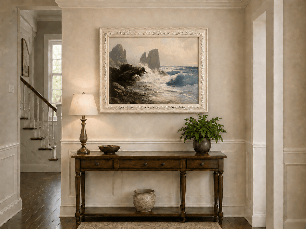 Landscape Oil Painting - Coastal Seascape Crashing Waves Sea