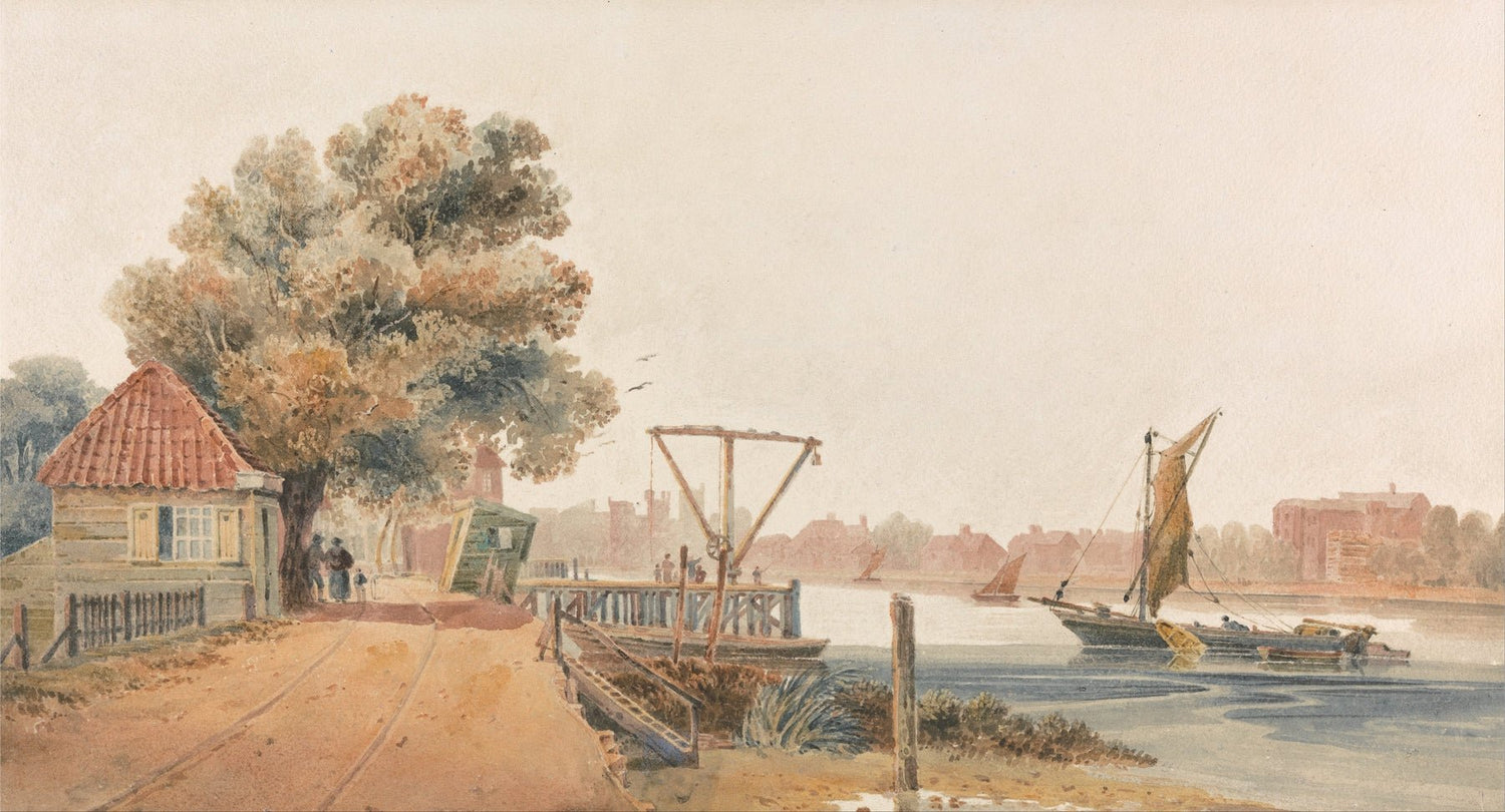 Landscape Oil Painting - Cottage by the River with Sailboats - Oil Painting Haven
