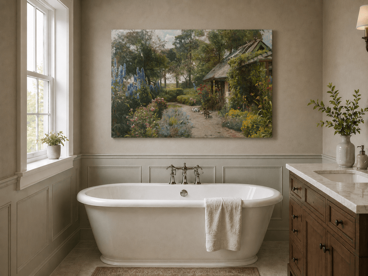 Landscape Oil Painting - Cottage Garden Path