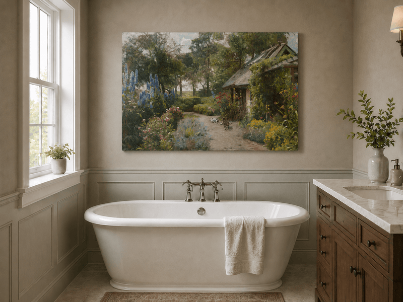 Landscape Oil Painting - Cottage Garden Path