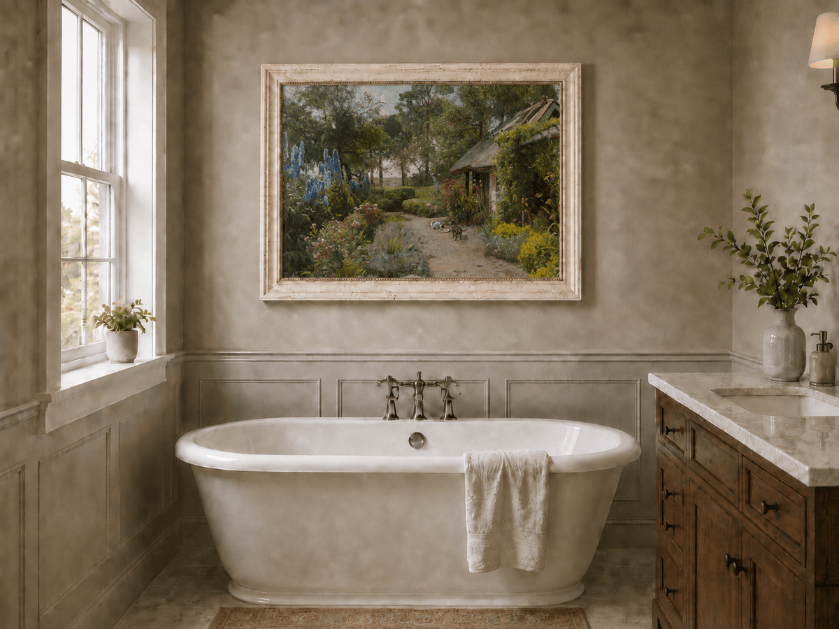Landscape Oil Painting - Cottage Garden Path