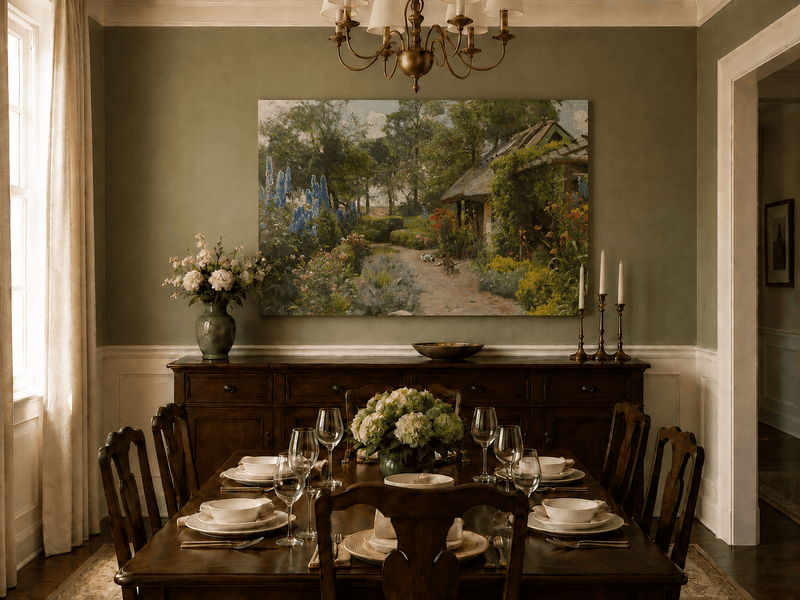 Landscape Oil Painting - Cottage Garden Path
