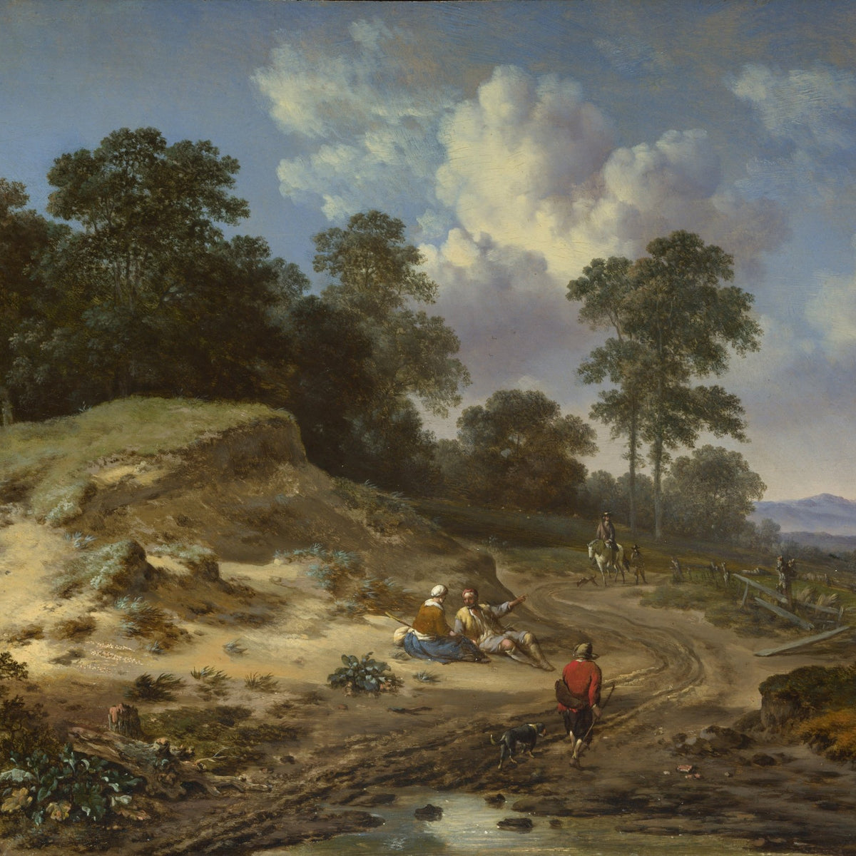Landscape Oil Painting - Countryside Path with Figures - Oil Painting Haven